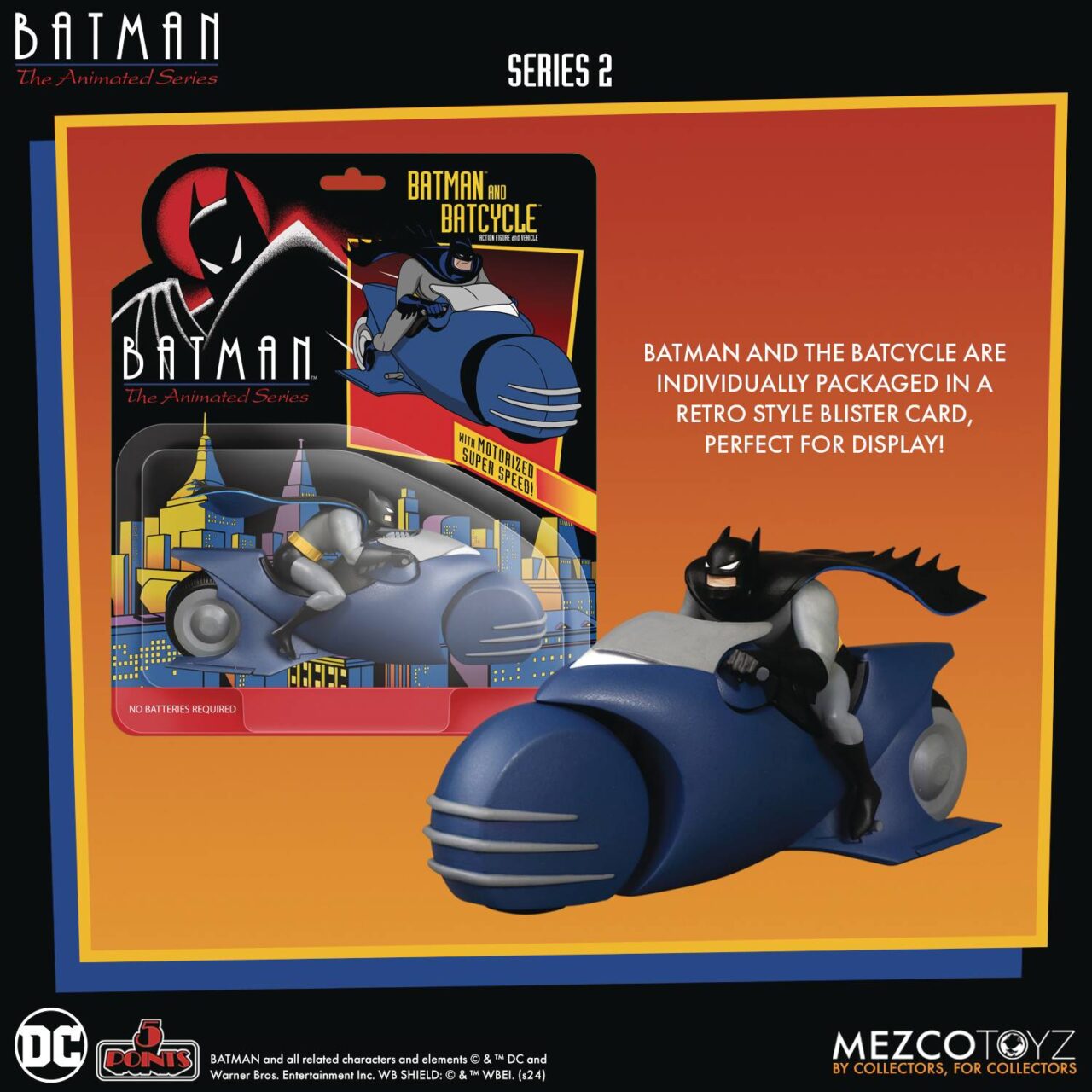 BATMAN ANIMATED SERIES 5 POINTS WV2 BATMAN & BATCYCLE AF (Ne