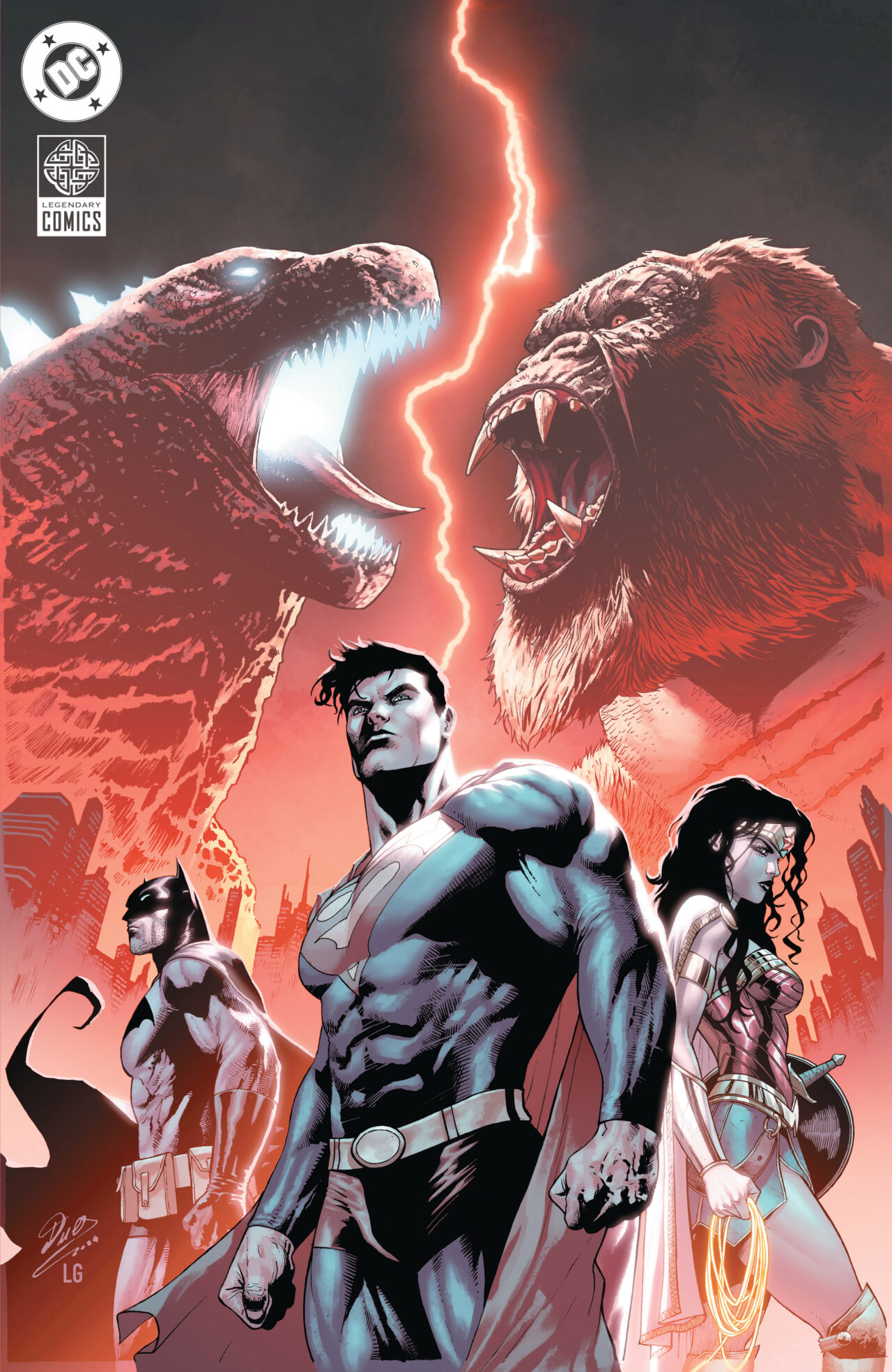 JUSTICE LEAGUE VS GODZILLA VS KONG 2 #1 (OF 7) CVR I INC 1:100 CHRISTIAN DUCE CARD STOCK VAR