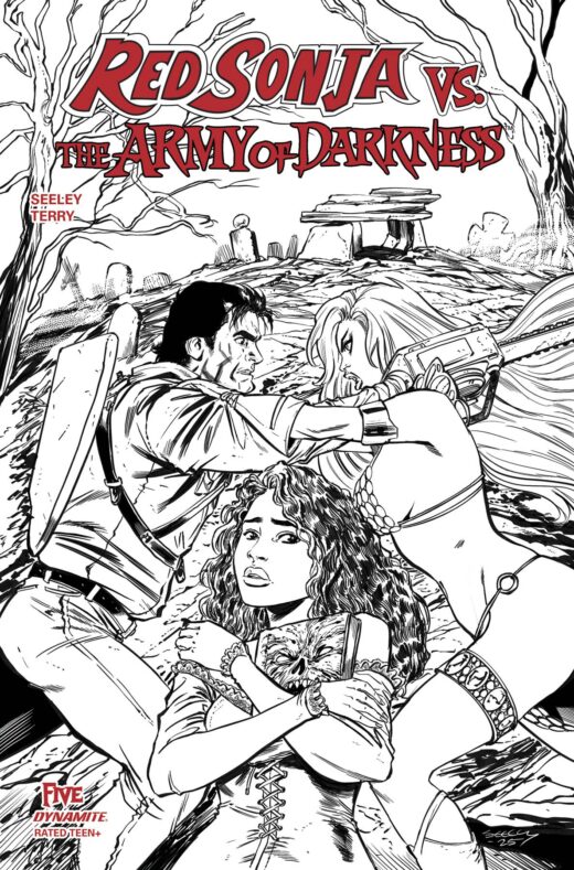 RED SONJA VS AOD #5 CVR G 10 COPY INCV SEELEY LINE ART