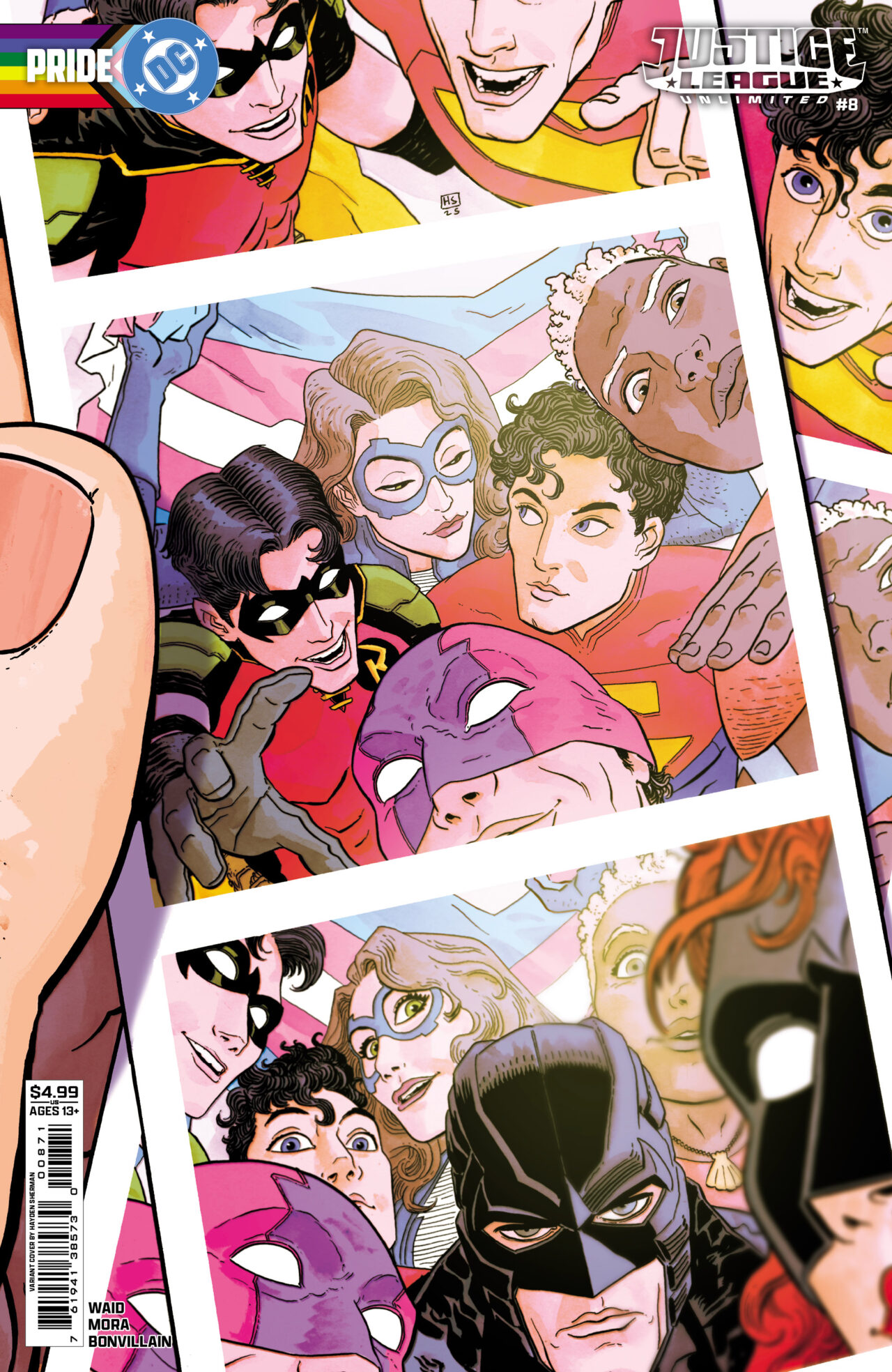 JUSTICE LEAGUE UNLIMITED #8 CVR E HAYDEN SHERMAN DC PRIDE CARD STOCK VAR (WE ARE YESTERDAY)