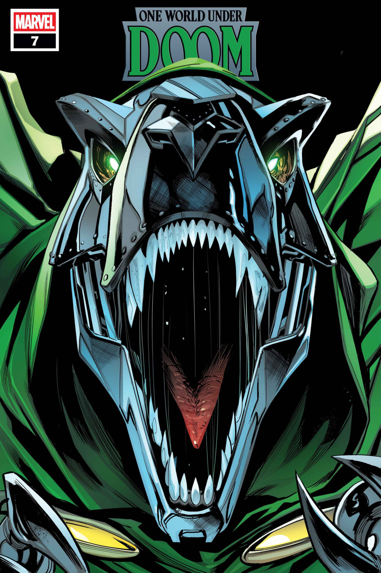 ONE WORLD UNDER DOOM #7 GEOFF SHAW DOOMASAUR VARIANT