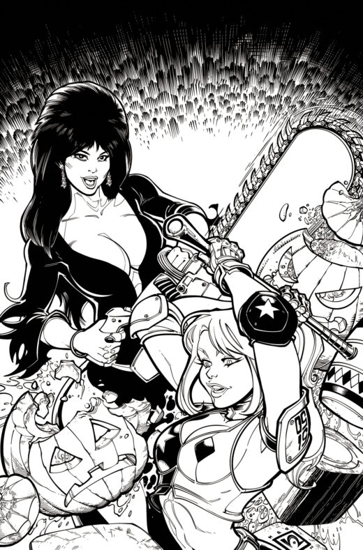 HARLEY QUINN X ELVIRA #1 CVR Q INC 1:15 CHAD HARDIN LINE ART VIRGIN VAR