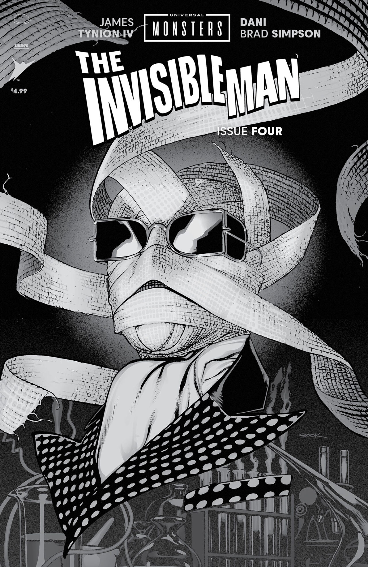 UNIVERSAL MONSTERS THE INVISIBLE MAN #4 (OF 4) CVR D INC 1:25 RYAN SOOK B&W HORROR VAR