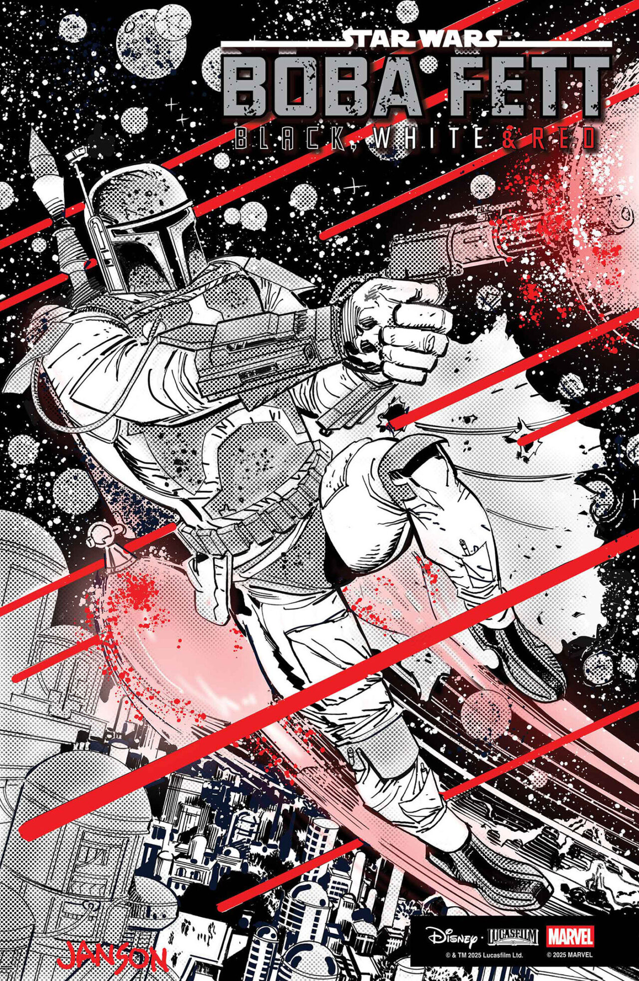STAR WARS: BOBA FETT - BLACK, WHITE & RED #4 DAVE WACHTER VARIANT (1:25 Copies)