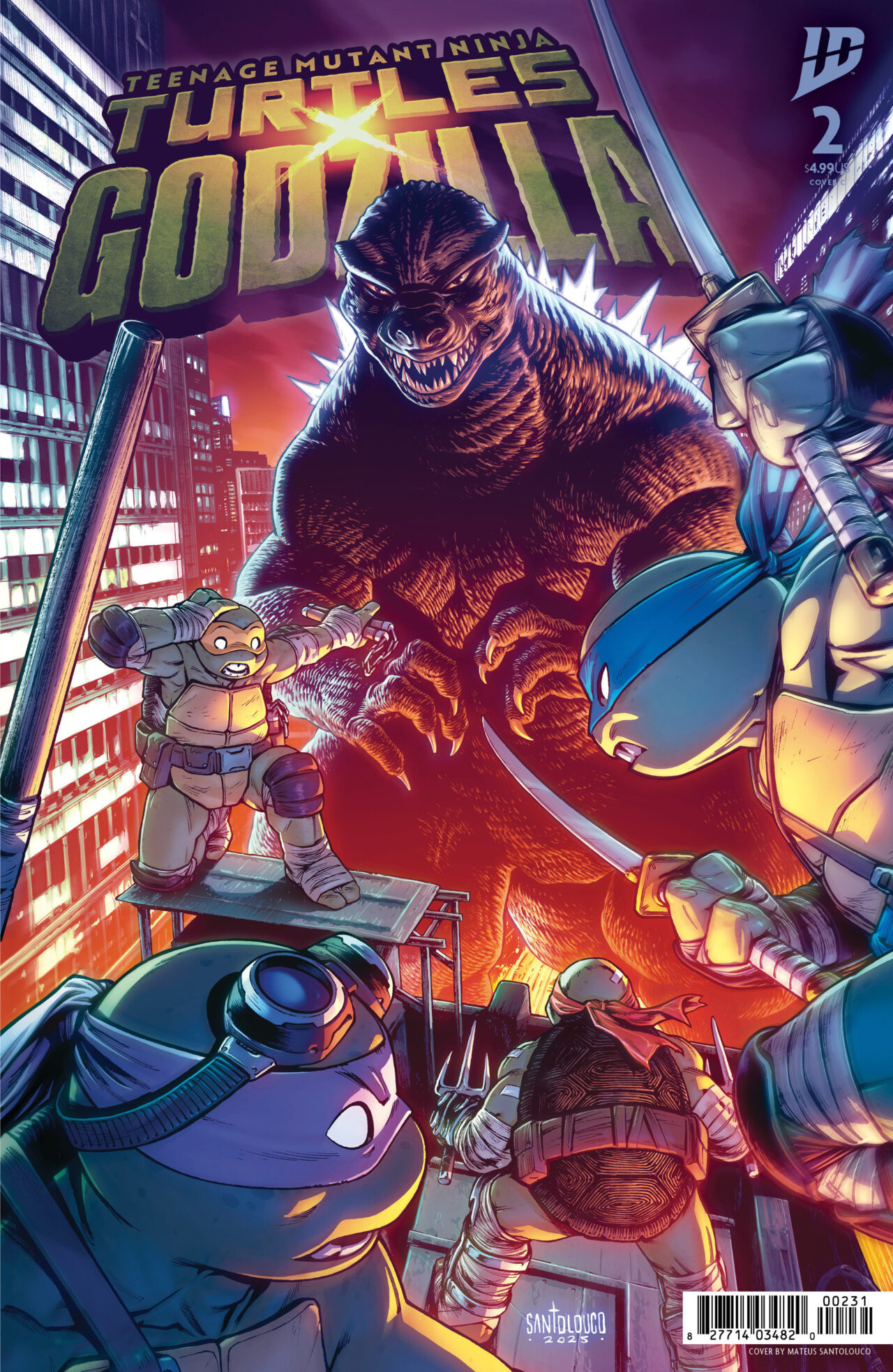 TEENAGE MUTANT NINJA TURTLES x Godzilla #2 Variant C (Santolouco)